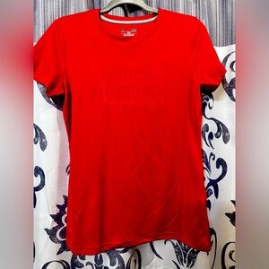 EUC Under Armour Red Short Sleeve‎ Crew Neck Tee Size S/M